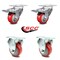 Service Caster 3.5 Inch Red Polyurethane Swivel Top Plate Caster Lock Brake 2 Rigid SCC, 2PK SCC-TTL20S3514-PPUB-RED-2-R-2 - alternate 2